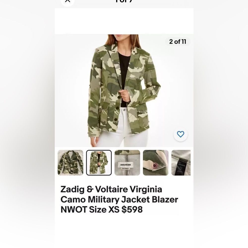 NWOT Zadig & Voltaire camouflaged blazer